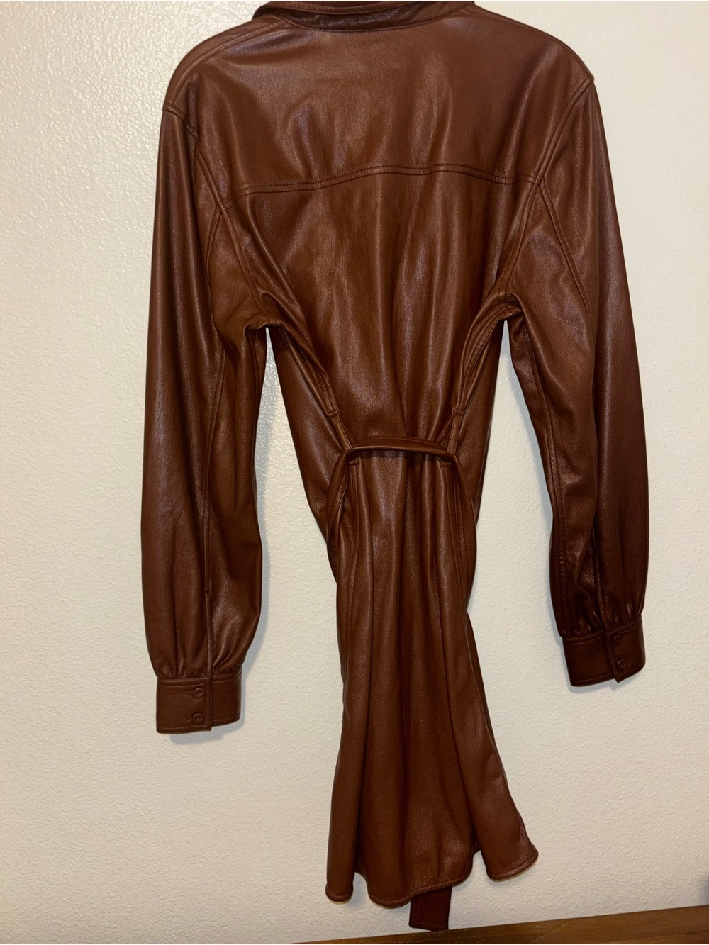 Aritzia Wilfred Vegan Leather Caroline Dress in Cognac - Picture 7 of 8